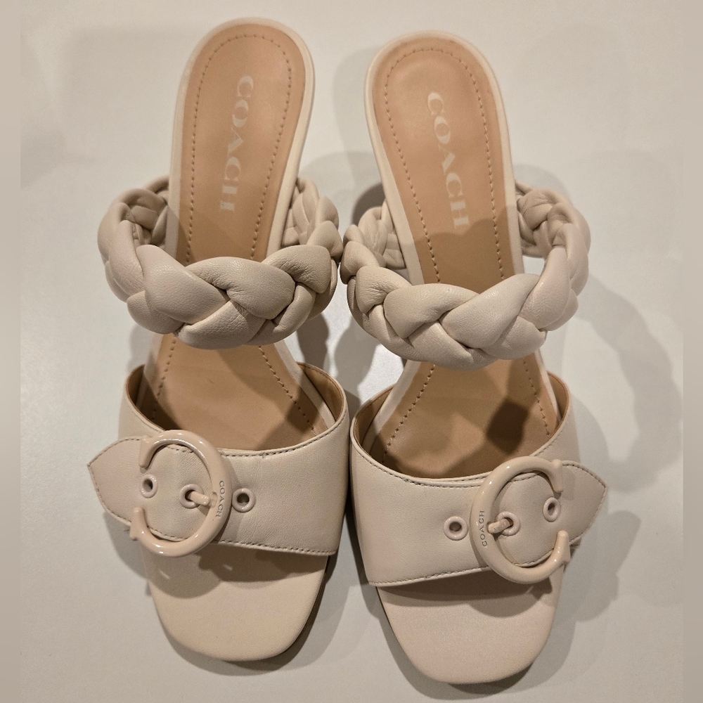 Coach Women's Mollie Cream Braided Sandals Sz 8 Like New - Picture 3 of 11